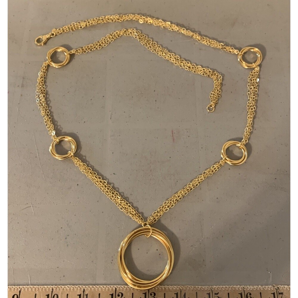 Bronze Milor Italy Gold Tone Necklace Long 36” Multi Strand